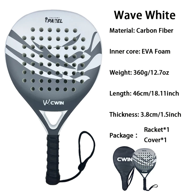 Cwin Padel Racket HOUWAVE White Carbon Fiber EVA Foam