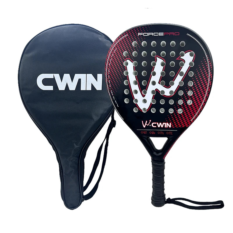 Cwin Padel Racket Carbon Fiber Red EVA Face for Adults