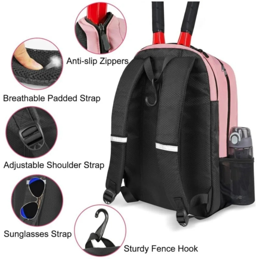 Reversible Pickleball Rackets Backpack with Shoe Pocket