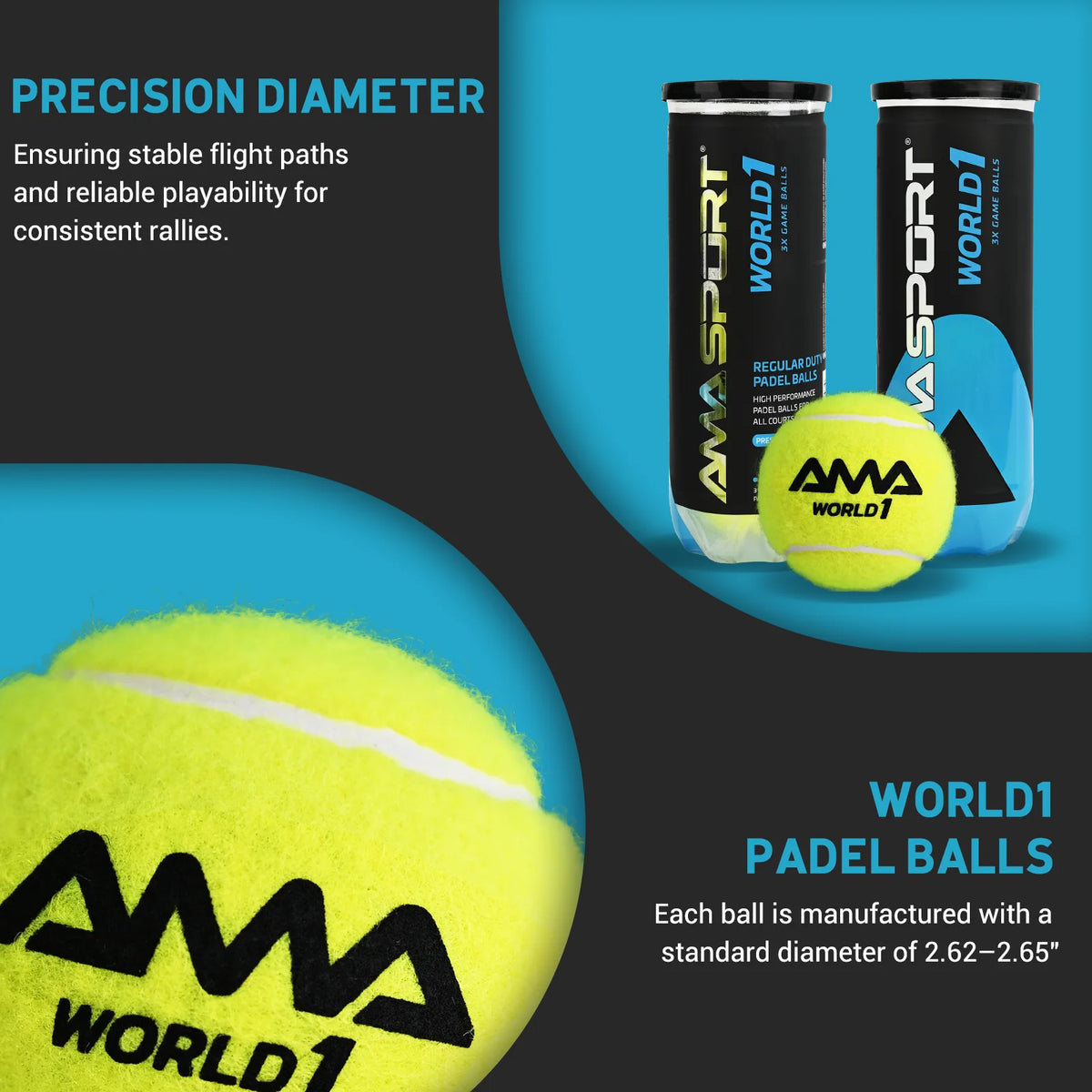 AMASPORT Padel Paddle Training Balls 3Pcs Durable Set