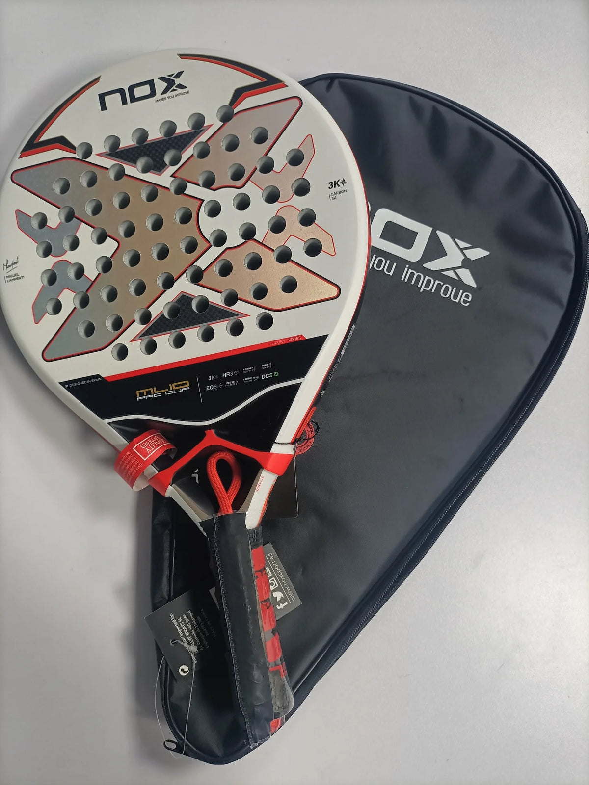 NOX Padel Racket Carbon Fibre Composite EVA Laminated Foam