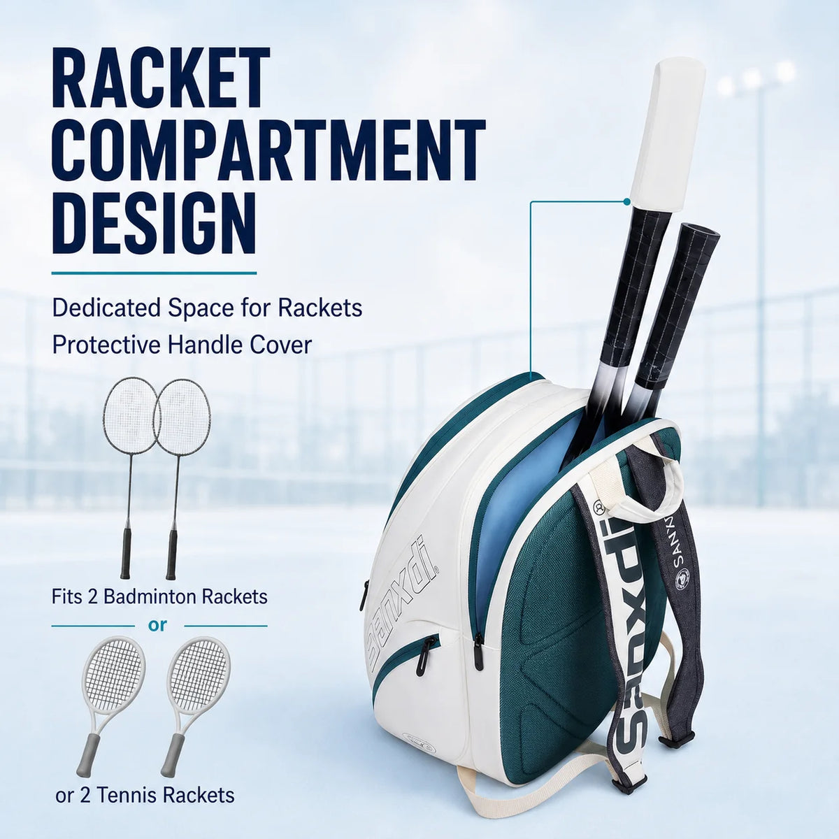 Large Capacity Racket Bag Sports Backpack with Shoe Compartment