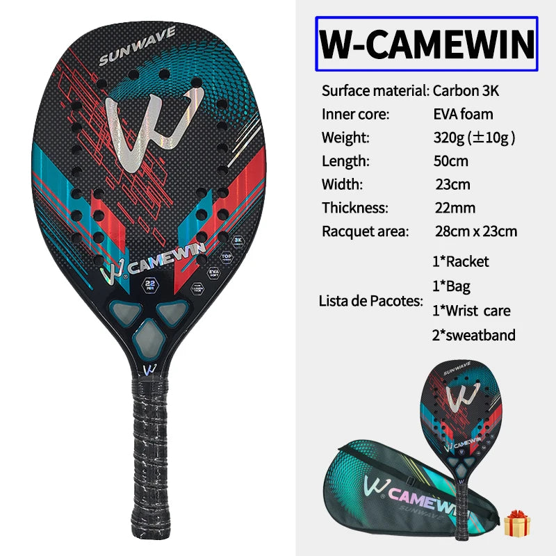 CAMEWIN 3K Carbon Fiber Padel Racket with Protective Bag