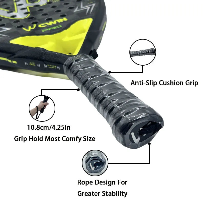 Camewin 18K Padel Racket Carbon Fiber Sweatproof Design