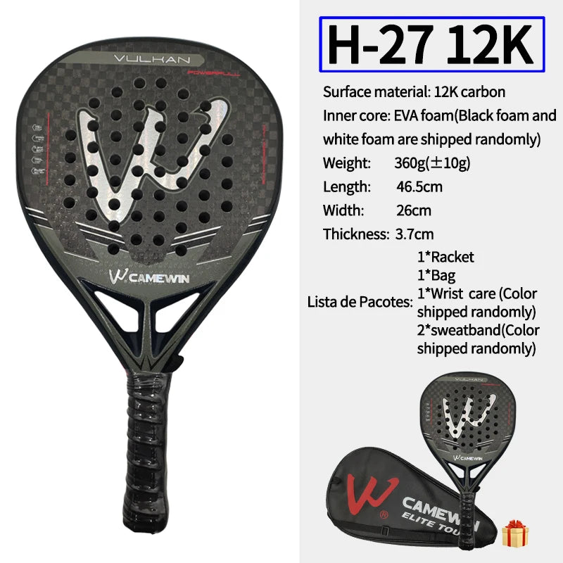 CAMEWIN 12K Carbon Fiber Padel Racket EVA Foam Core