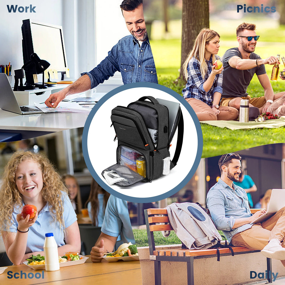 Insulated Cooler Lunch Backpack Waterproof Travel Bag