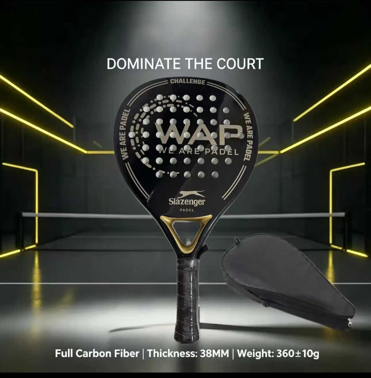 Slazenger Padel Racket Carbon Fiber 360g Soft EVA Foam Core
