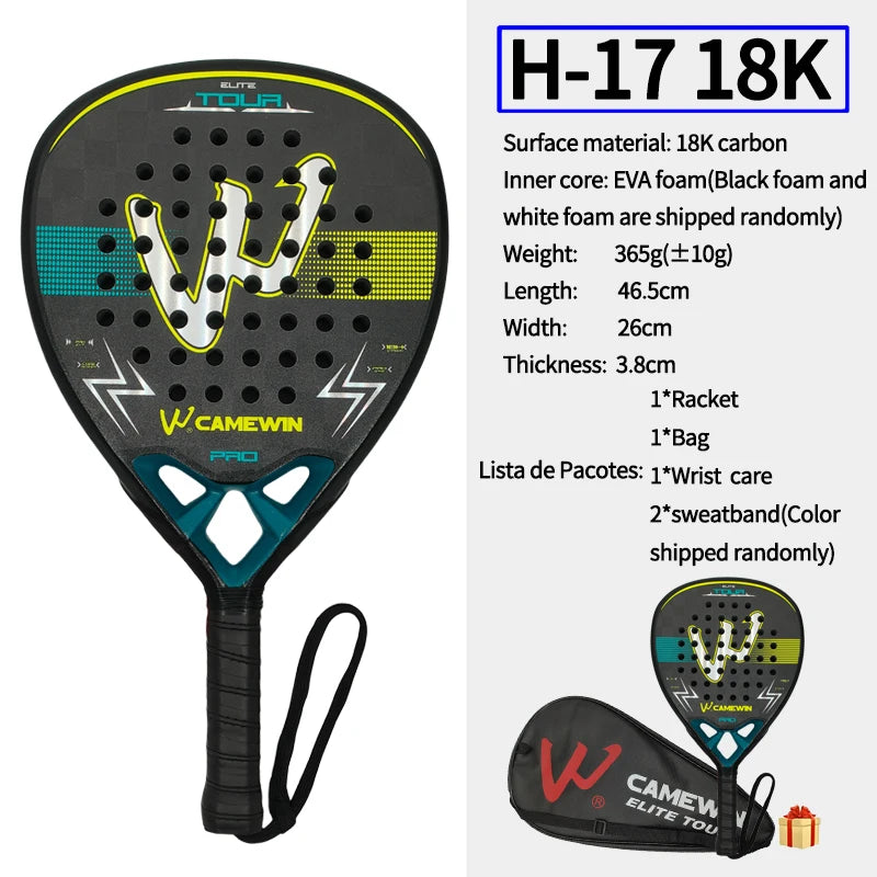 CAMEWIN 18K Carbon Fiber Padel Racket with EVA Foam Core