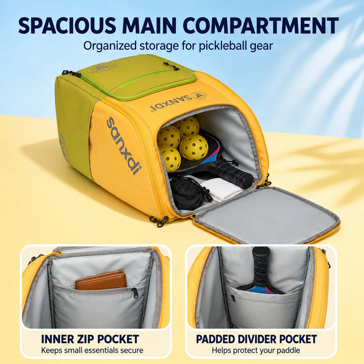 Waterproof Pickleball Paddle Backpack with Shoe Compartment