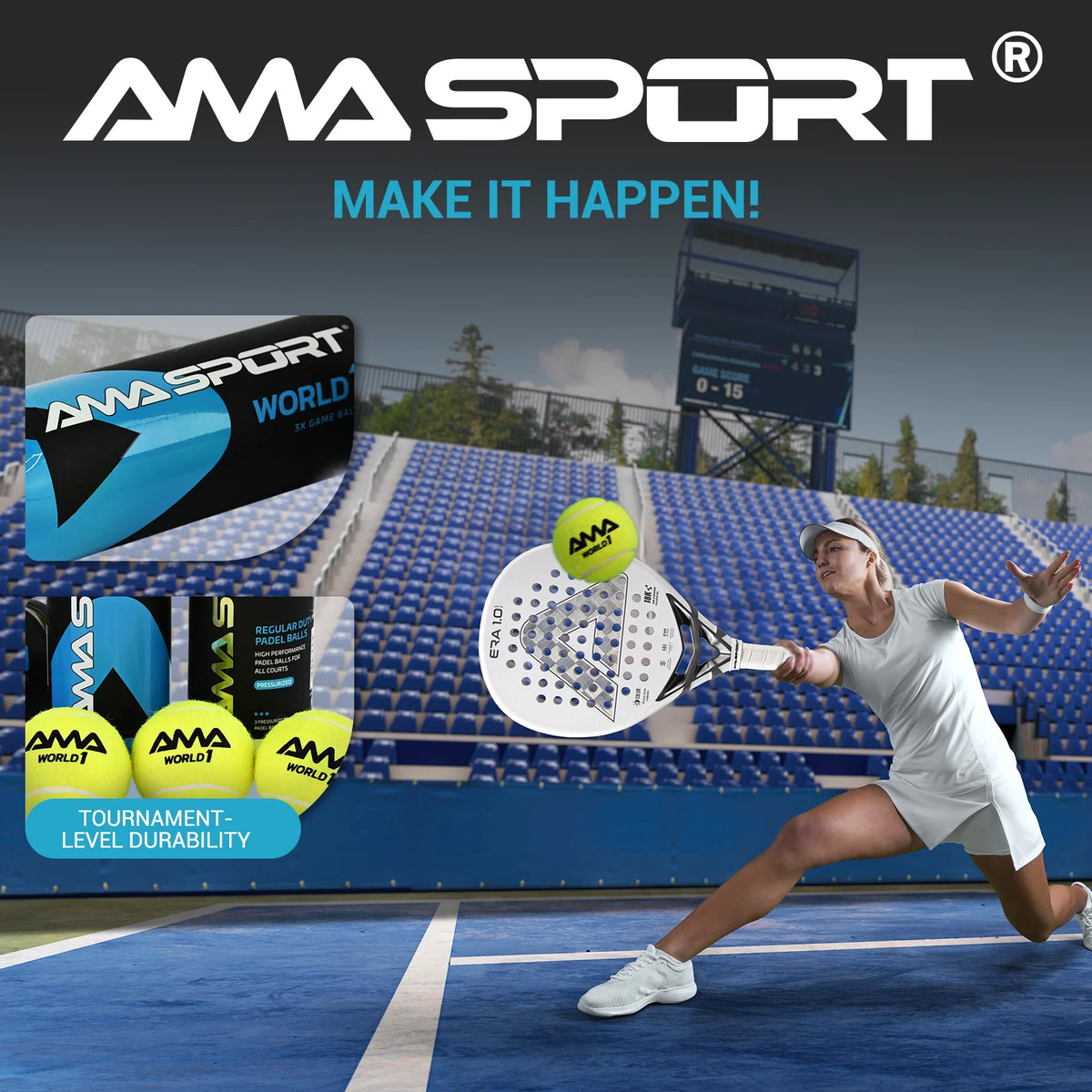 AMASPORT Padel Paddle Training Balls 3Pcs Durable Set