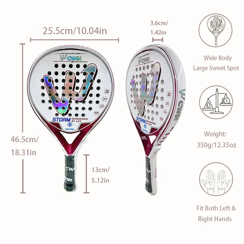 Cwin Padel Racket Pro Carbon Fiber EVA Surface for Training
