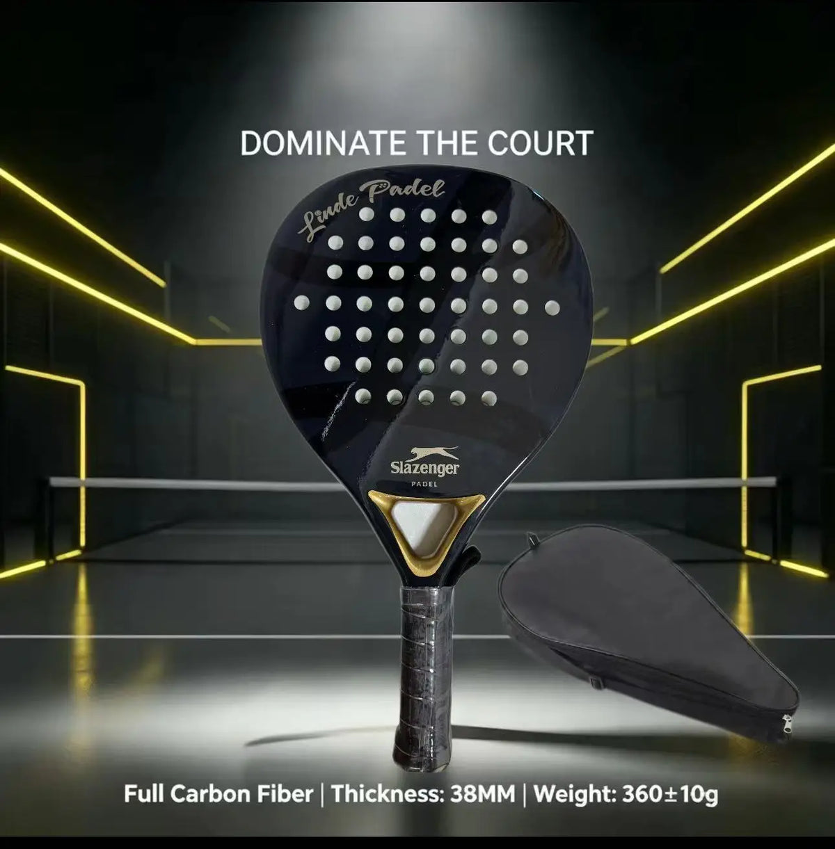 Slazenger Padel Racket Carbon Fiber 360g Soft EVA Foam Core