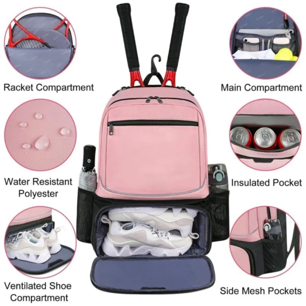 Reversible Pickleball Rackets Backpack with Shoe Pocket