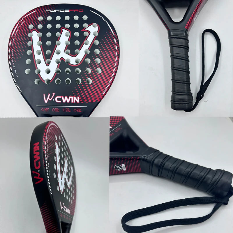 Cwin Padel Racket Carbon Fiber Red EVA Face for Adults