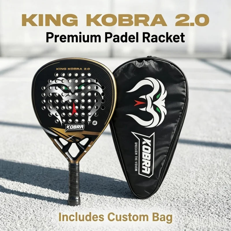18K Carbon Fiber Padel Racket KING KOBRA 2.0 Black