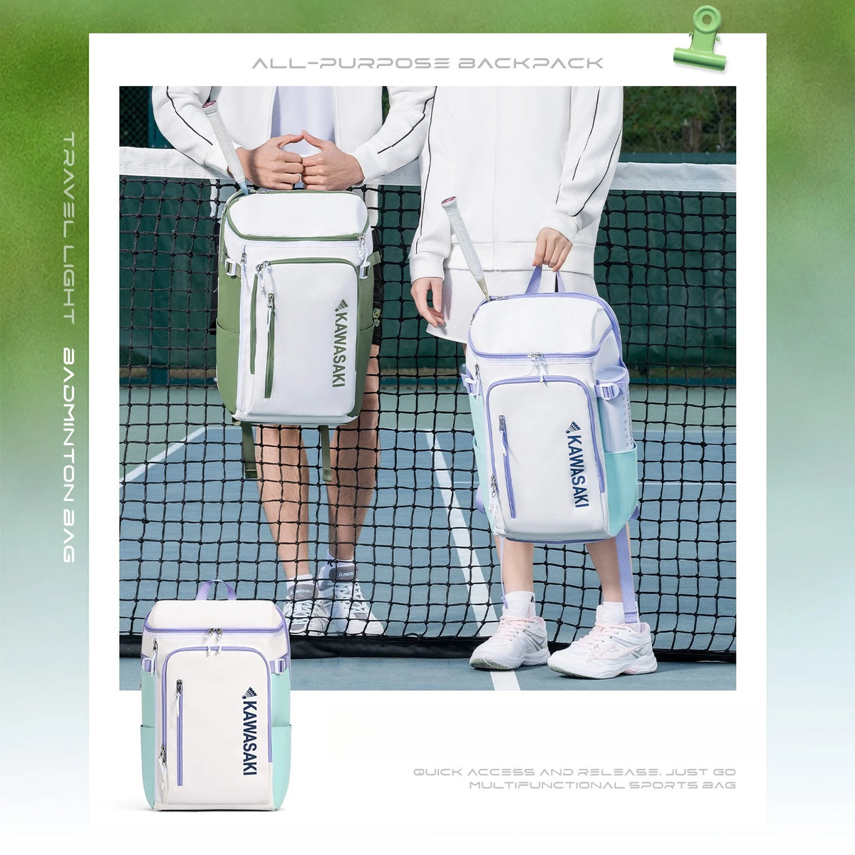 Kawasaki Badminton Rackets Backpack Waterproof Polyester