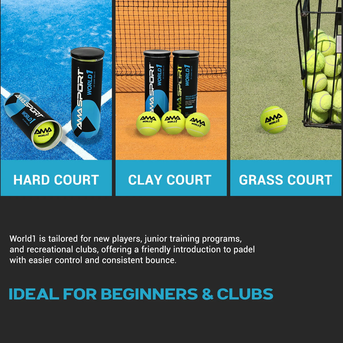 AMASPORT Padel Paddle Training Balls 3Pcs Durable Set