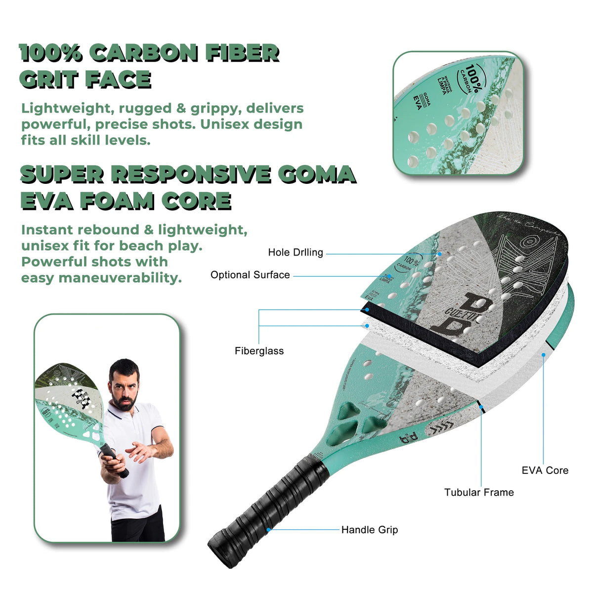 Padelio Raketė Raquete Beach Tennis Full Carbon Anole