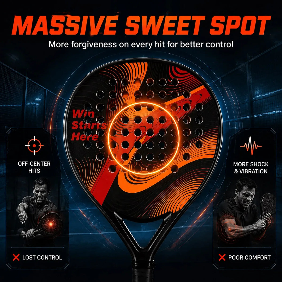 WNONSO Padel Racket ABS Carbon Fiber Round Shape EVA Core