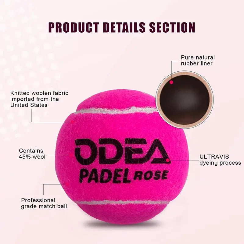 Pressureless Padel Balls 3 Pcs High Bounce Training Balls