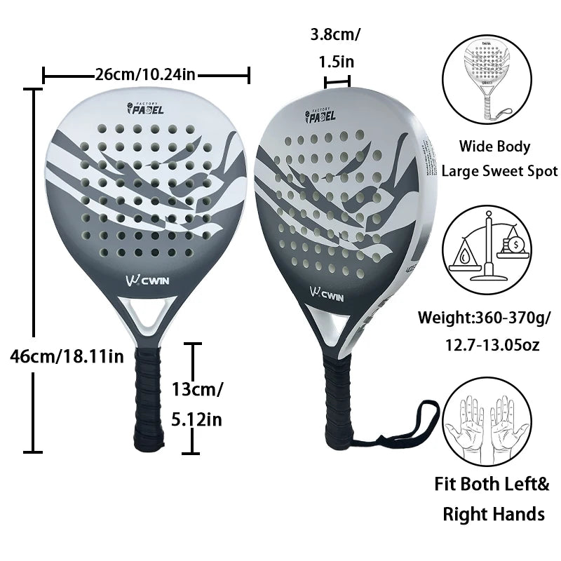 Cwin Padel Racket HOUWAVE White Carbon Fiber EVA Foam