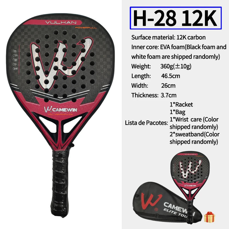 CAMEWIN 12K Carbon Fiber Padel Racket EVA Foam Core
