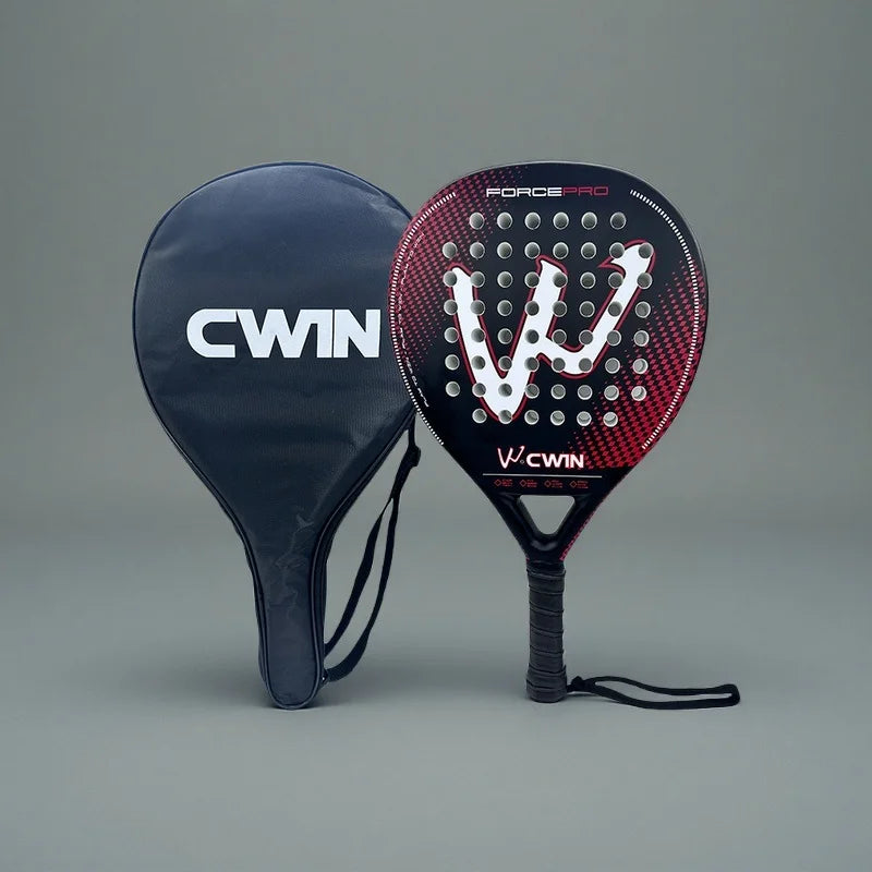 Cwin Padel Racket Carbon Fiber Red EVA Face for Adults