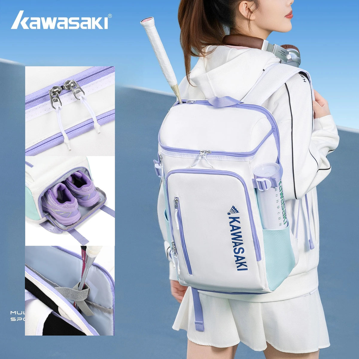 Kawasaki Badminton Rackets Backpack Waterproof Polyester